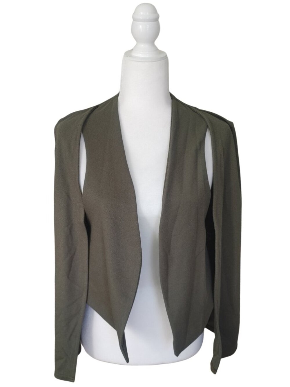 MISSY EMPIRE Olive Green Open Front Cape Blazer Jacket